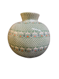 alfarería de capula Michoacán, Jarrón verde, técnica de capulineado ideal para decoración mexicana de lujo, Arte Popular Mexicano.