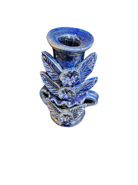 Candelabro de Barro Vidriado Azul de San José de Gracia | Mansión Iturbe Artisans Collection