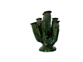 Candelabro artesanal grande en forma de cactus, de barro vidriado verde esmeralda, hecho a mano por Doña Luz en San José de Gracia, Michoacán, para Mansión Iturbe Artisans Collection