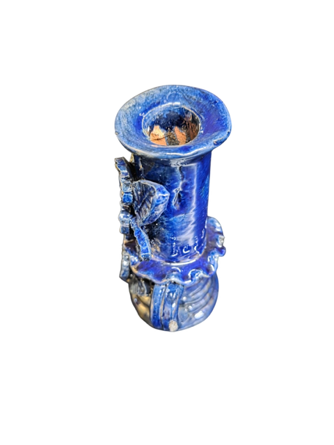 Candelabro de Barro Vidriado Azul de San José de Gracia | Mansión Iturbe Artisans Collection