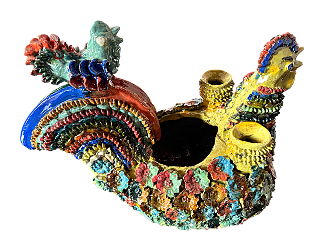 Gallina Candelabro de Barro Vidriado de San José de Gracia – Mansión Iturbe Artisans Collection