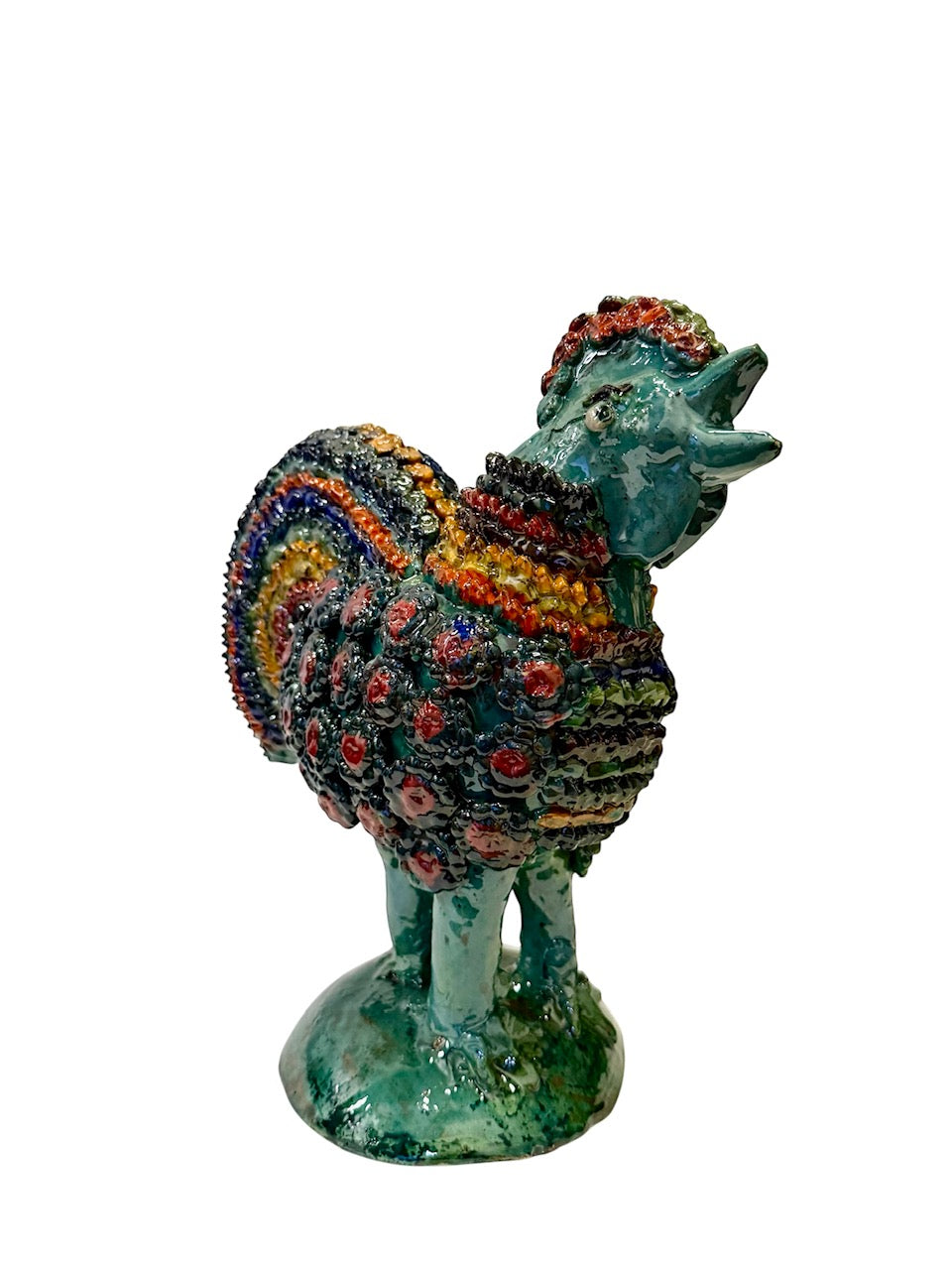Gallo de Autor en Barro Vidriado Turquesa: Obra Maestra de San José de Gracia | Mansion Iturbe Artisans Collection