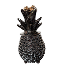 Piña Negra de Barro Vidriado con Penacho de Piñitas Cafés - Mansion Iturbe Artisans Collection