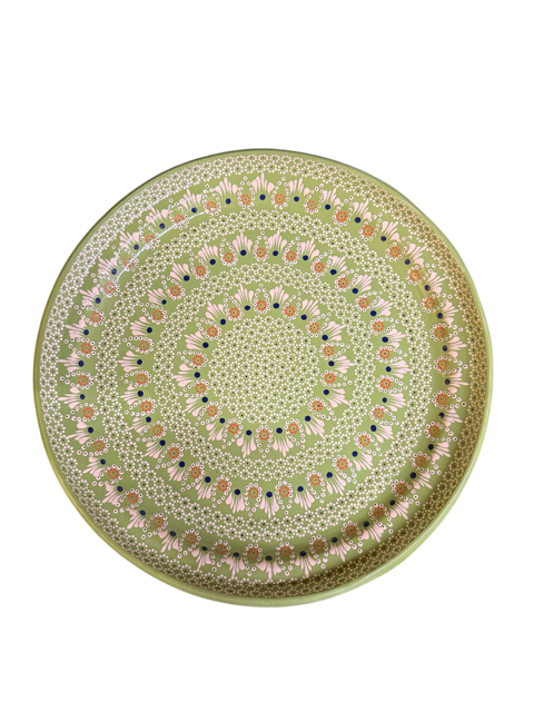 platon verde de barro de capula, técnica capulineado. Hecha por artesanos michoacanos, comercio justo, compra con proposito, artesanías mexicanas. El Arte Popular Mexicano es ideal para decorar.