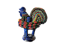 Vista de perfil de candelabro artesanal de barro vidriado azul. Opción de lujo para regalos de boda originales y obsequios corporativos sustentables.